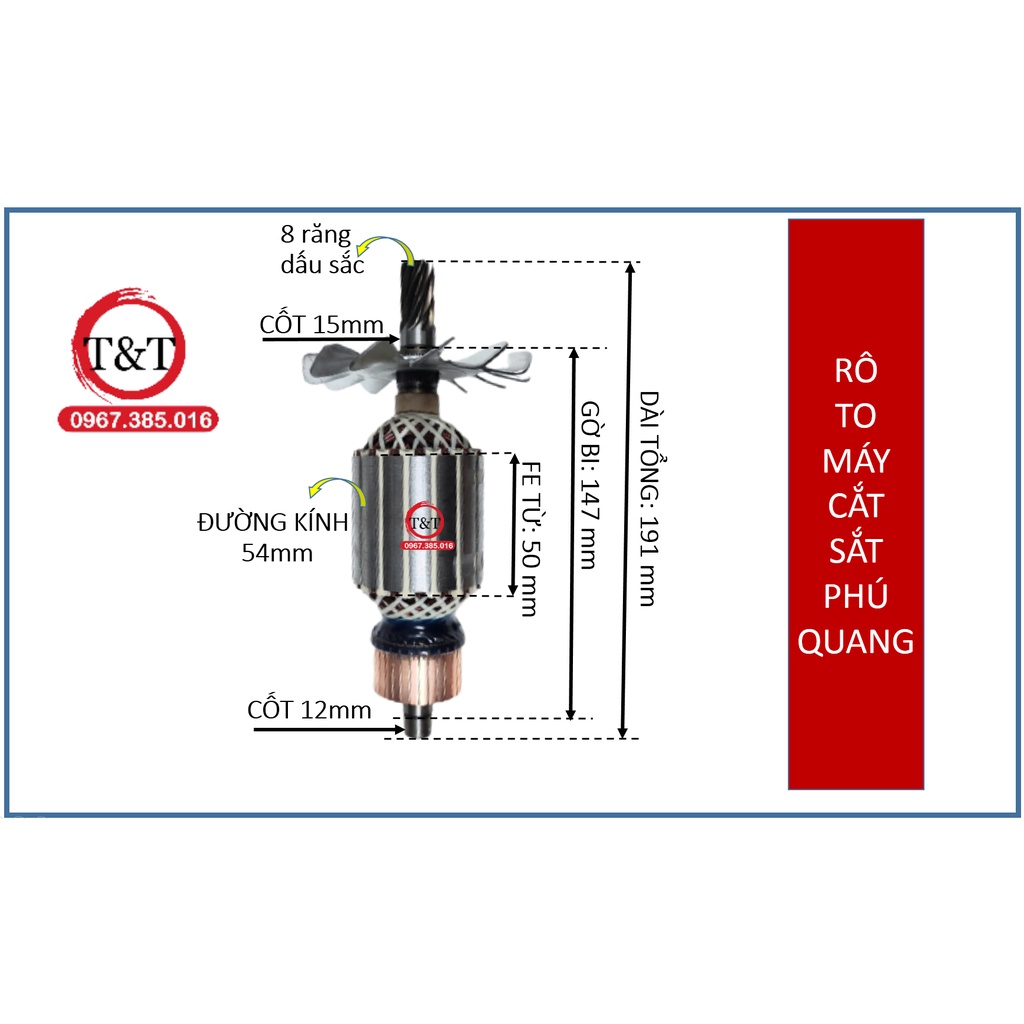 ROTOR RÔ TO MÁY CẮT SẮT 3 TẤC 5 PHÚ QUANG