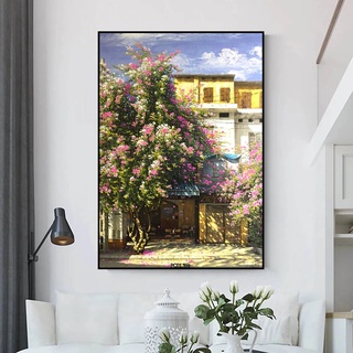 Tranh in vải Hà Nội cũ 60x90cm - Tranh in vải canvas, đủ khung và đinh treo tranh