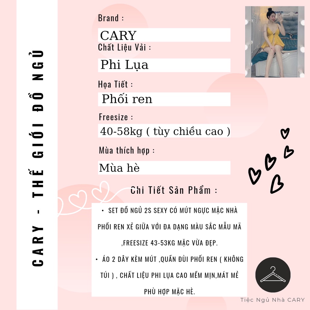 Đồ ngủ sexy nữ, đồ ngủ 2 dây có mút ngực đan dây lưng CARY