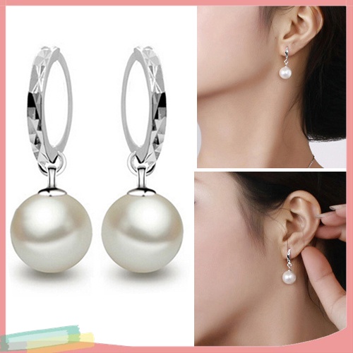 Đôi Khuyên Tai HìNh VòNg TròN PhốI HạT NgọC Trai Giả ThờI Trang Cho Nữ