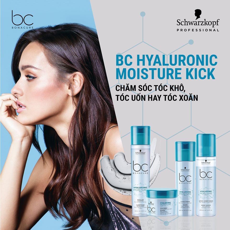 Xịt dưỡng tóc giữ ẩm Schwarzkopf BC Bonacure Hyaluronic Moisture Kick Spray Conditioner cho tóc khô 200ml