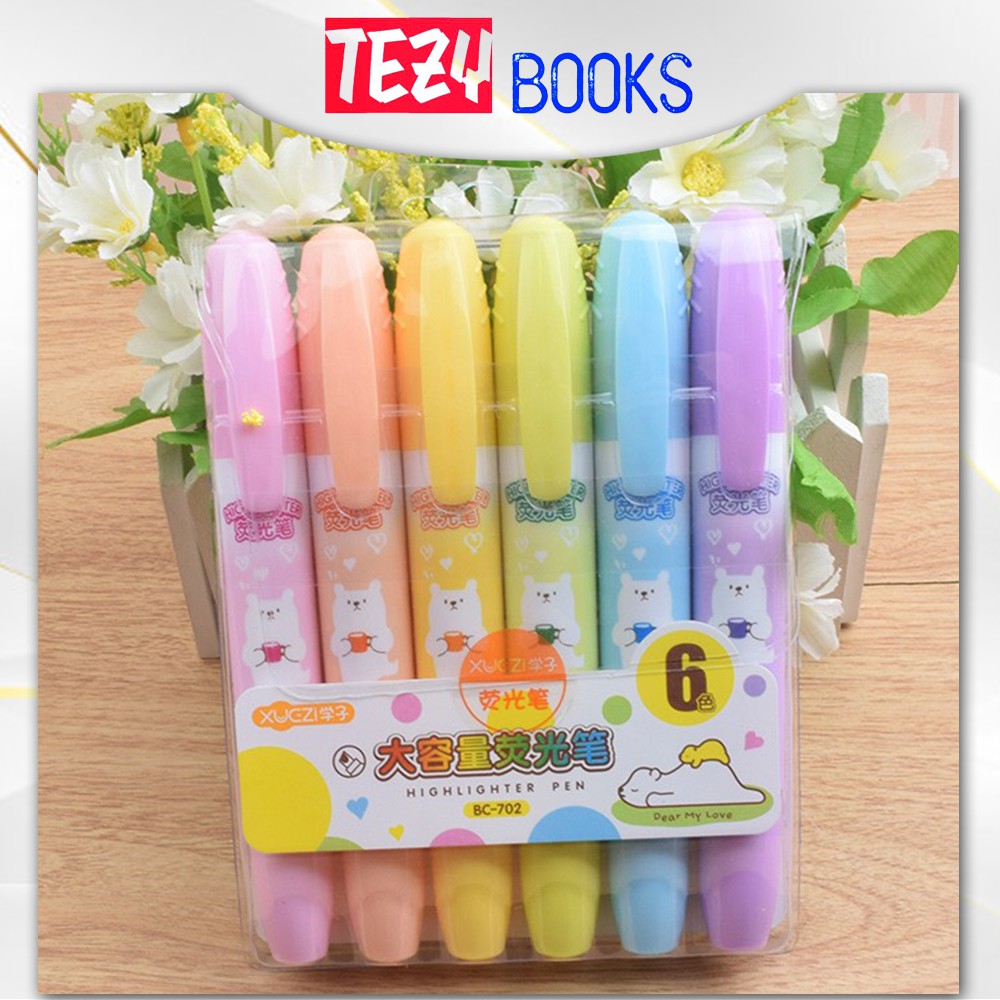Bút nhớ dòng 6 màu Xuczi cực nổi bật, bút highlight giúp tăng khả năng ghi nhớ khi học