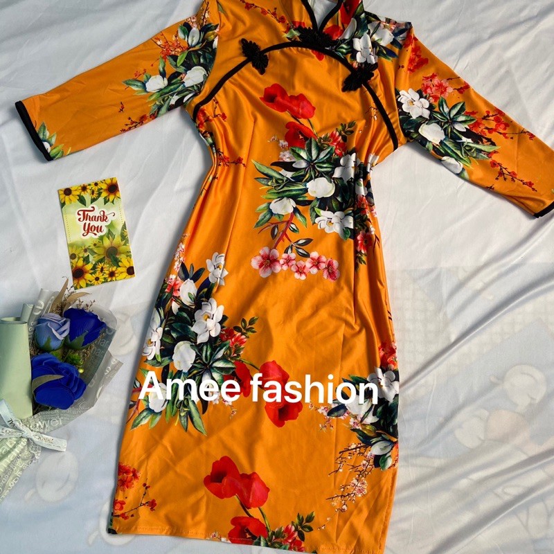 Váy đầm nữ body sườn xám cách tân xẻ đùi