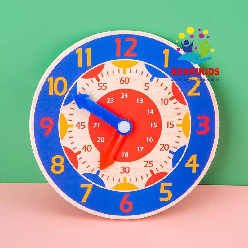 Đồng Hồ Gỗ, Đồ Chơi Mini Học  Giờ Phút