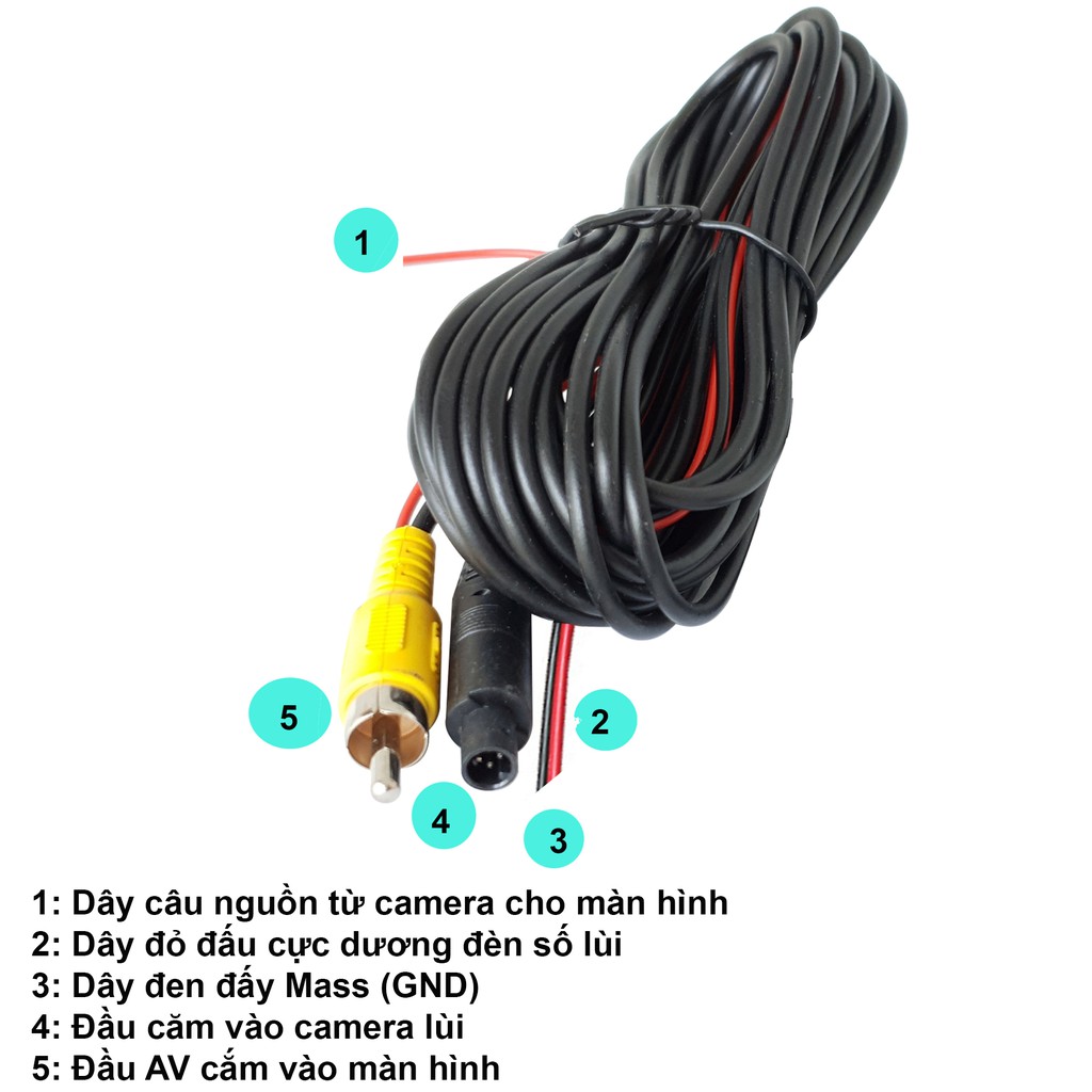 Bộ màn hình và camera lùi vỏ mạ crom, không led, dây AV, góc quay siêu rộng