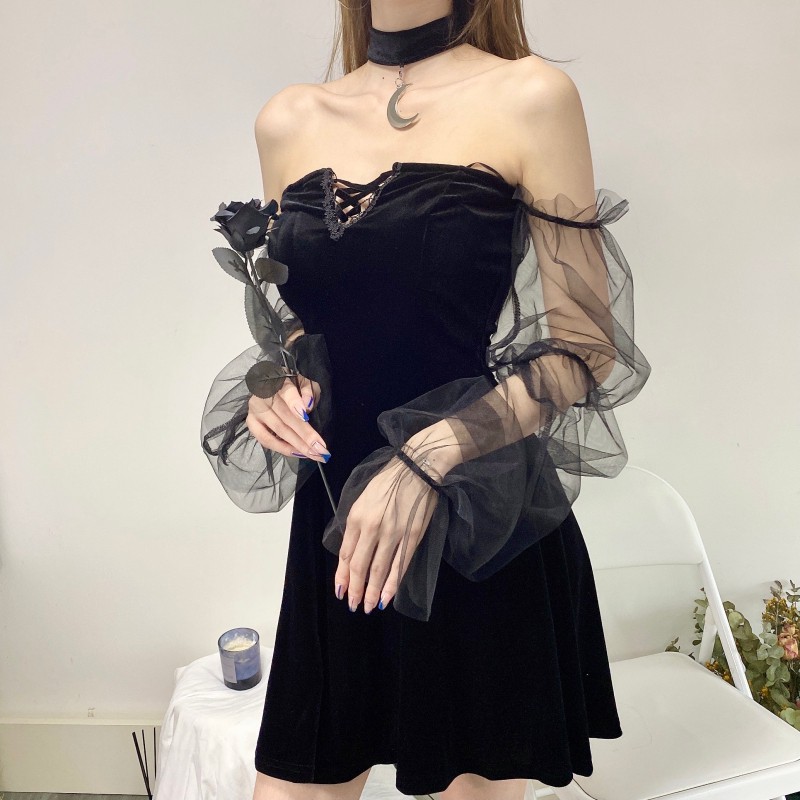 [CÓ SẴN M] Váy cúp ngực tay bồng tiểu thư (Tặng kèm Choker) | BigBuy360 - bigbuy360.vn