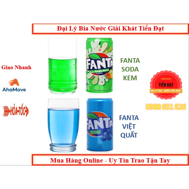 Lốc 6 Lon Nước Ngọt Fanta Hương Soda Kem Trái Cây Và Hương Việt Quất 330ml