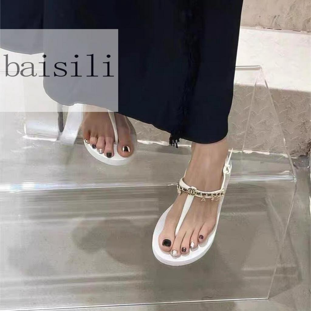 SANDAL BỆT BAISILI - GIÀY NỮ QUAI KẸP CHỮ T XÍCH NHỎ PHONG CÁCH THỜI TRANG ĐẾ BẰNG HIỆN ĐẠI BS220901
