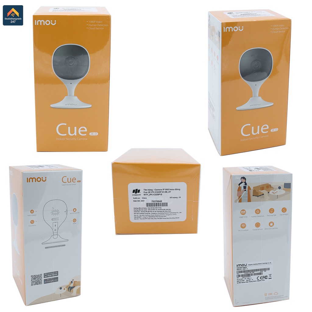 Camera giám sát IMOU Cue 2E-D FullHD Wifi chụp ảnh 2MP cảm biến CMOS chuẩn nén H264 đàm thoại 2 chiều