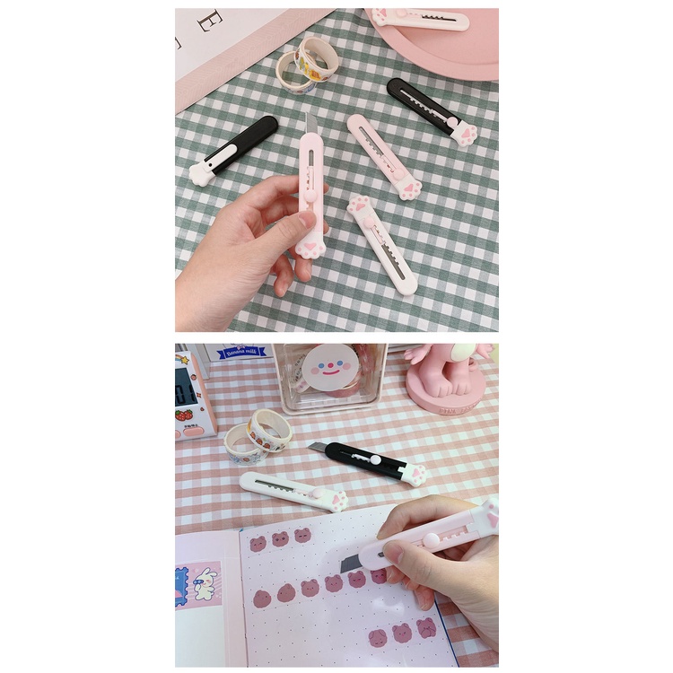 Dụng cụ cắt giấy bằng nhựa và thép không gỉ hình chân mèo dễ thương