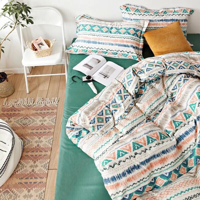 Shinbedding_ Set Vỏ Cotton Living Hoạ Tiết Thổ Cẩm Vintage