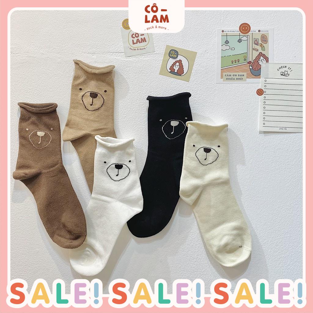 [Tiệm vớ cô Lam] Tất vớ nam nữ cổ cao mặt gấu cute