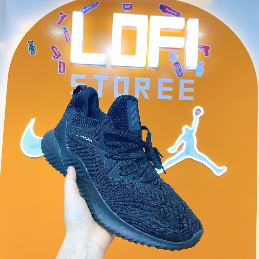 Giày Alpha Bounce Đen Full [ẢNH THẬT] Giày Thể Thao Nam Nữ Chạy Bộ Tập Gym