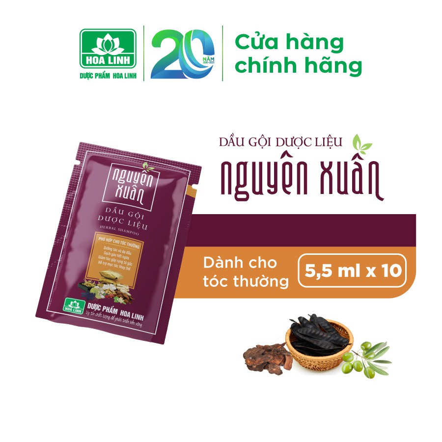 Dầu gội dược liệu Nguyên Xuân dành cho tóc thường - dây 10 gói x 5,5ml