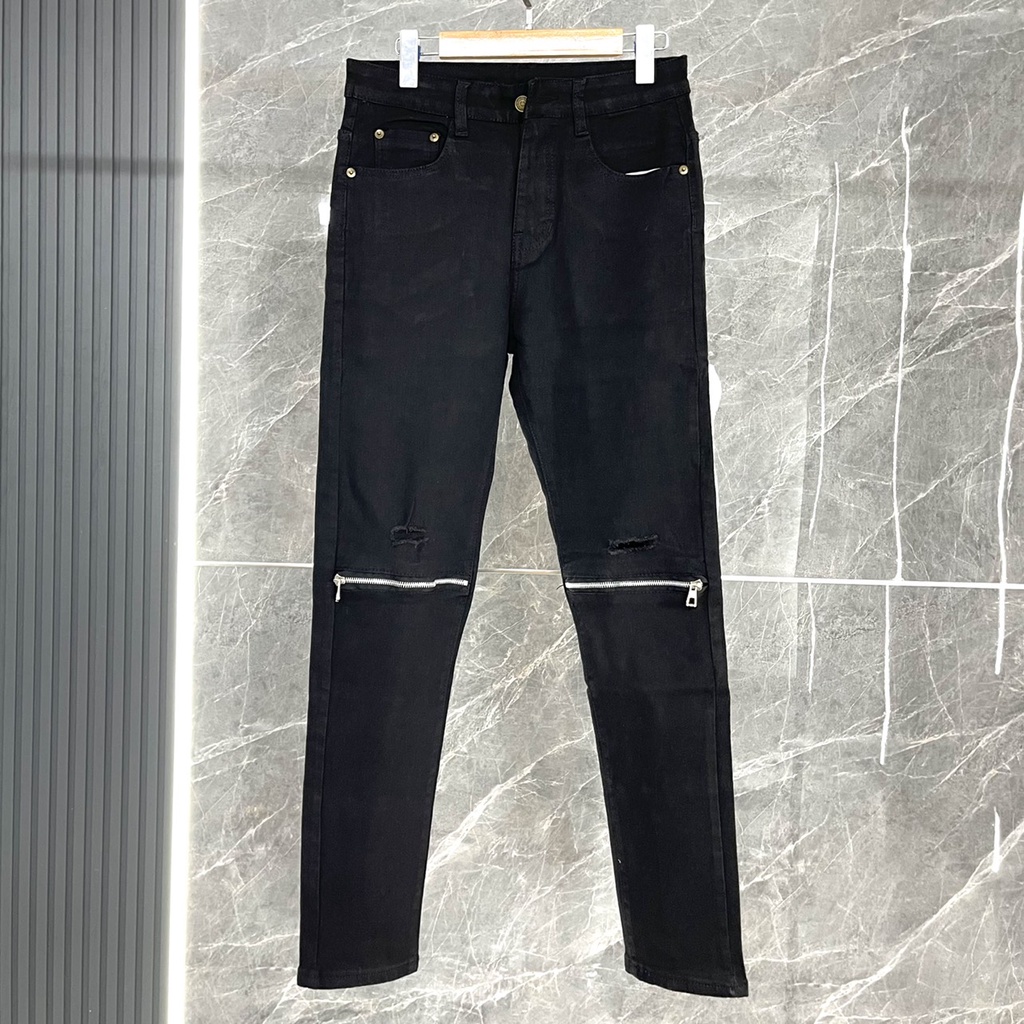 Quần Jean Amiri Nam Play Boy, Quần Bò Amiri Rách Vá Da Nhăn In Thỏ Quần Biker Cao Cấp Vải Bò Không Phai Màu