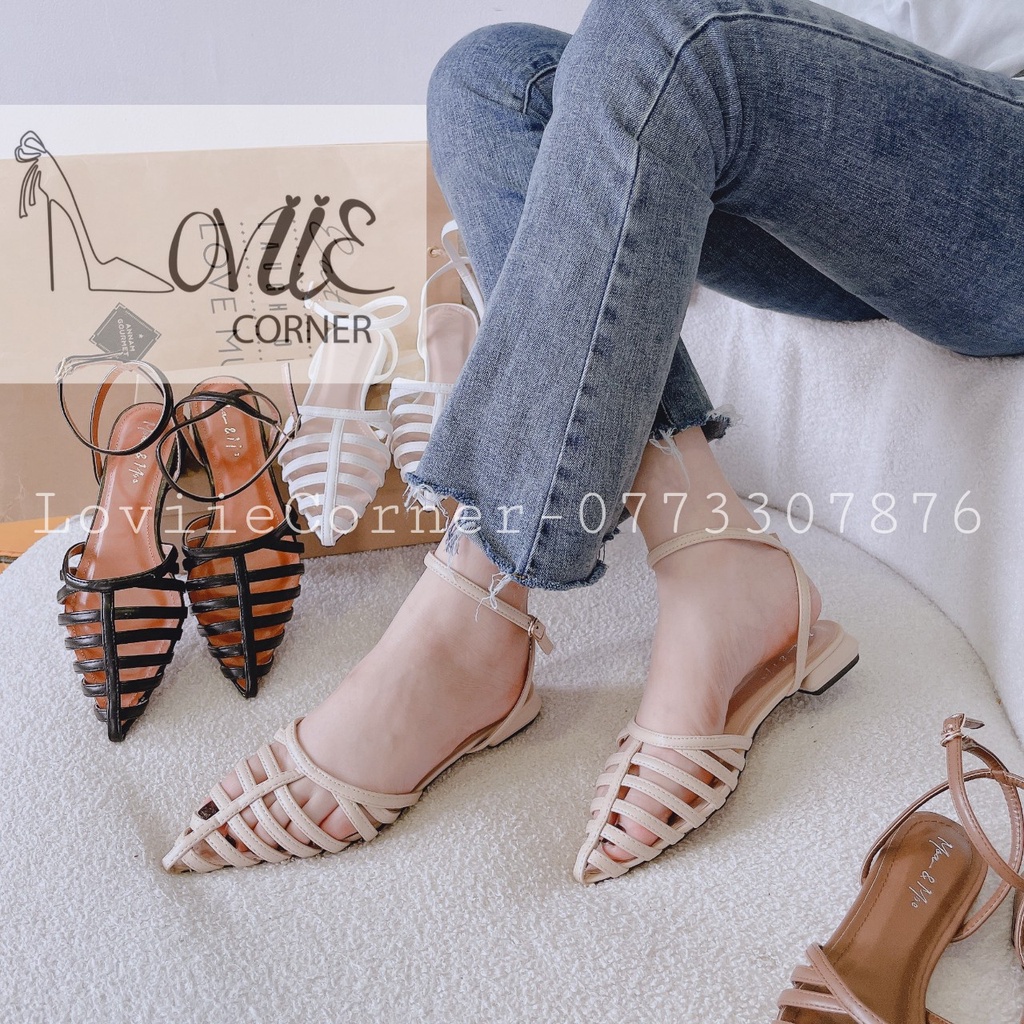 DÉP SANDAL NỮ LOVIIECORNER - SANDAL XỎ NGÓN ĐẾ VUÔNG 3 PHÂN DÂY MẢNH CHÉO S200612 S220920
