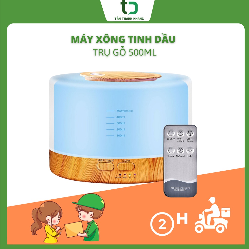 Máy Xông Tinh Dầu, Máy Khuếch Tán Tinh Dầu Trụ 500ml