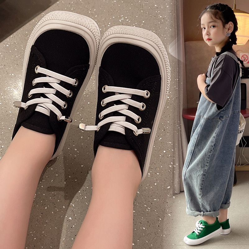 Giày vải canvas mũi vuông phong cách thời trang hàn quốc dành cho bé trai và bé gái