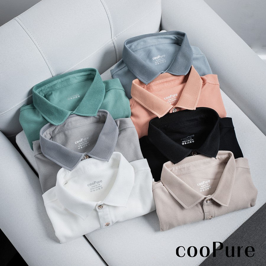 Áo polo nam cooPure màu cam, chất vải Modal mềm mại, thiết kế cổ dệt tinh tế NO.2127 (7 màu)