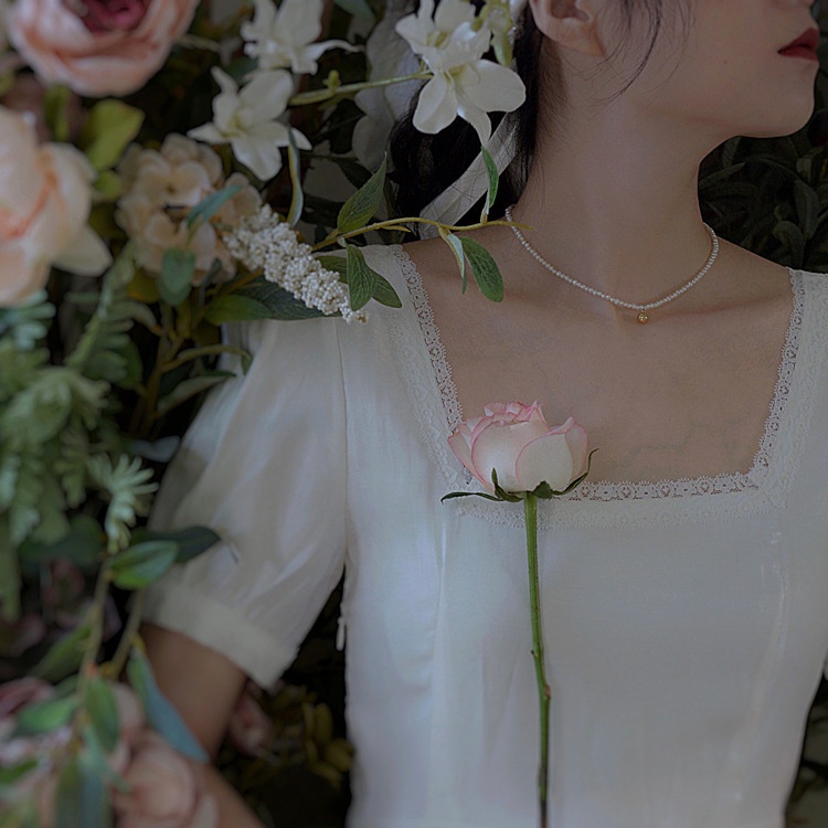Vòng cổ choker ngắn bằng hợp kim đính ngọc trai giả thời trang sang trọng cho nữ