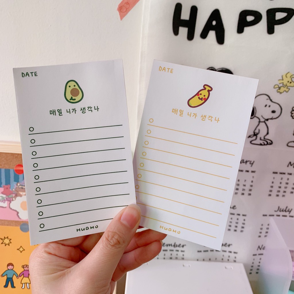 Giấy Note Pad Mini Trái Cây Nhỏ Chữ Hàn Ghi Chép Tiện Lợi