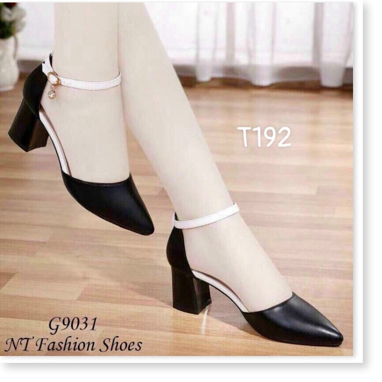 Giày cao gót đầu bịt da trơn cao 5cm