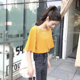 Áo thun nữ cổ tròn ngắn tay màu trơn