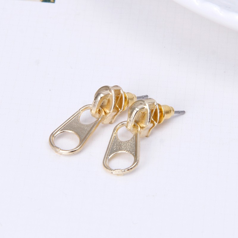 Đôi khuyên tai hình khóa kéo cá tính