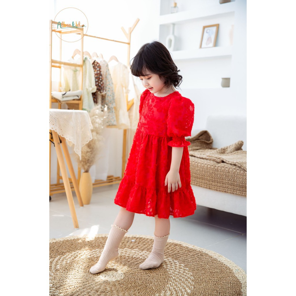 [Hàng Thiết Kế] Váy đầm cho bé gái mẫu Công chúa đỏ Alber Kids