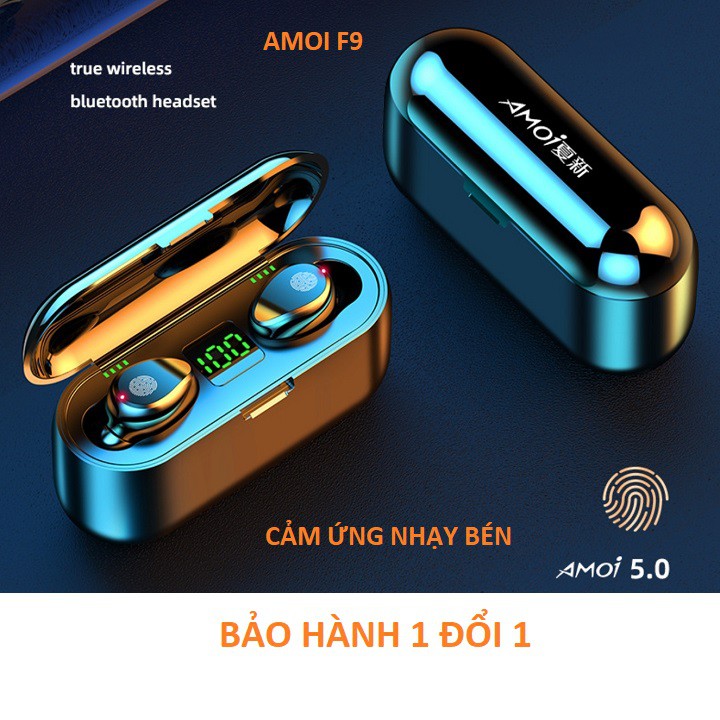 Tai nghe true wireless AMOI F9 | bản QUỐC TẾ | nút cảm ứng | Bluetooth 5.0 | Pin 280 giờ | sạc dự phòng 2000 mha
