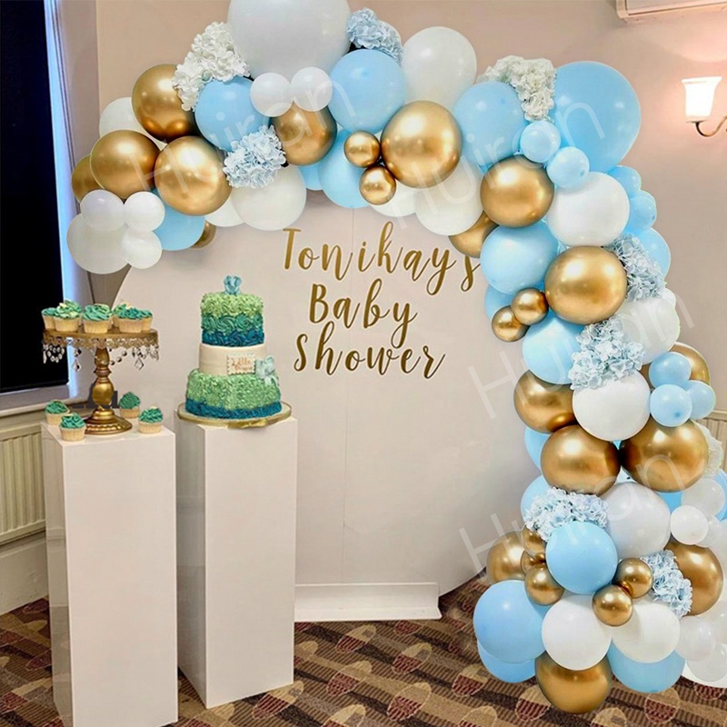 Màu xanh chủ đề loạt bong bóng vòng hoa đặt sinh nhật đám cưới