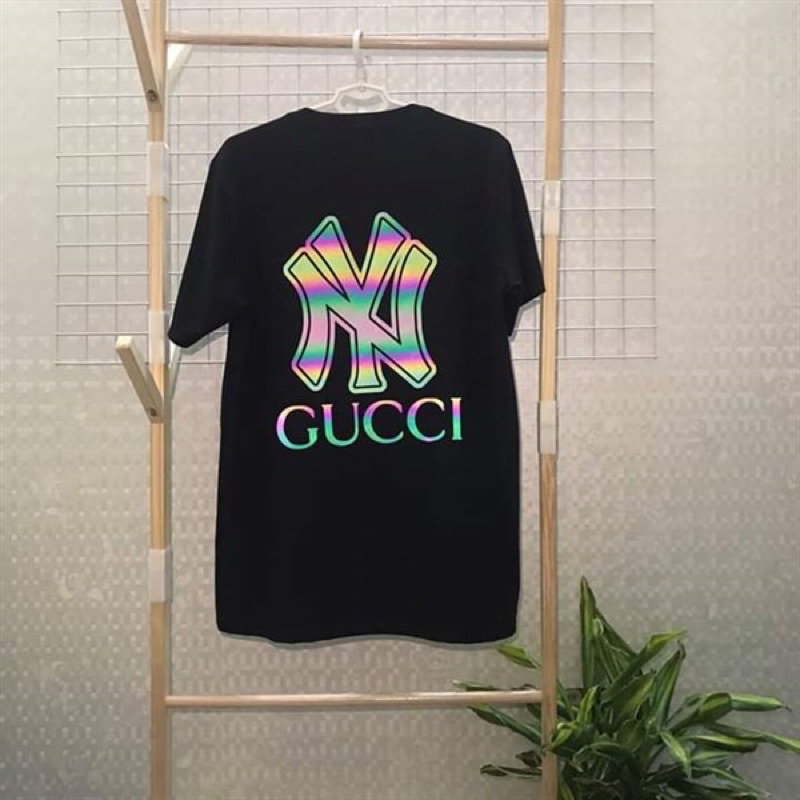 áo thun xuất khẩu dạ quang phong cách hàn quốc thời trang trẻ unisex giá tại xưởng in chữ NY GUCCI