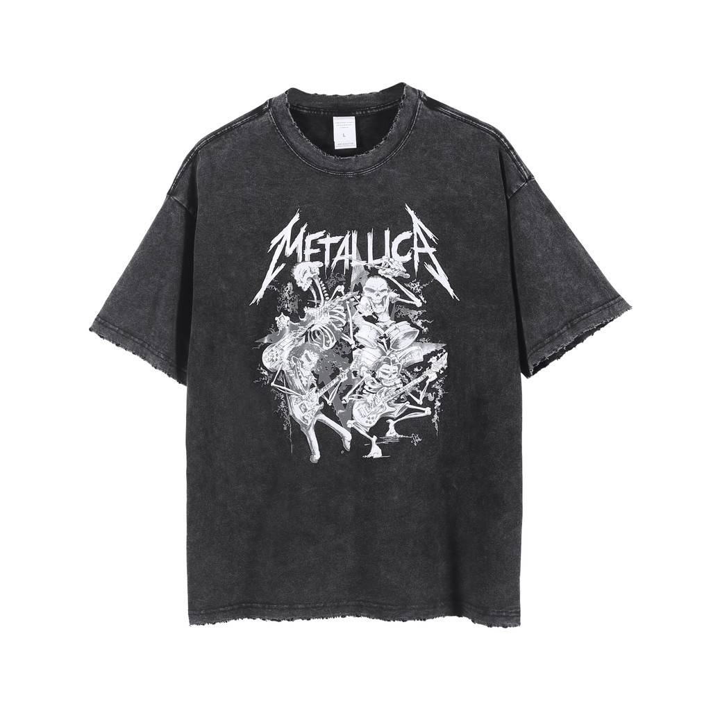 Áo thun nam form rộng RevoltClothes oversize phông unisex đẹp Metallica vintage loang màu Wash xám local brand T8851