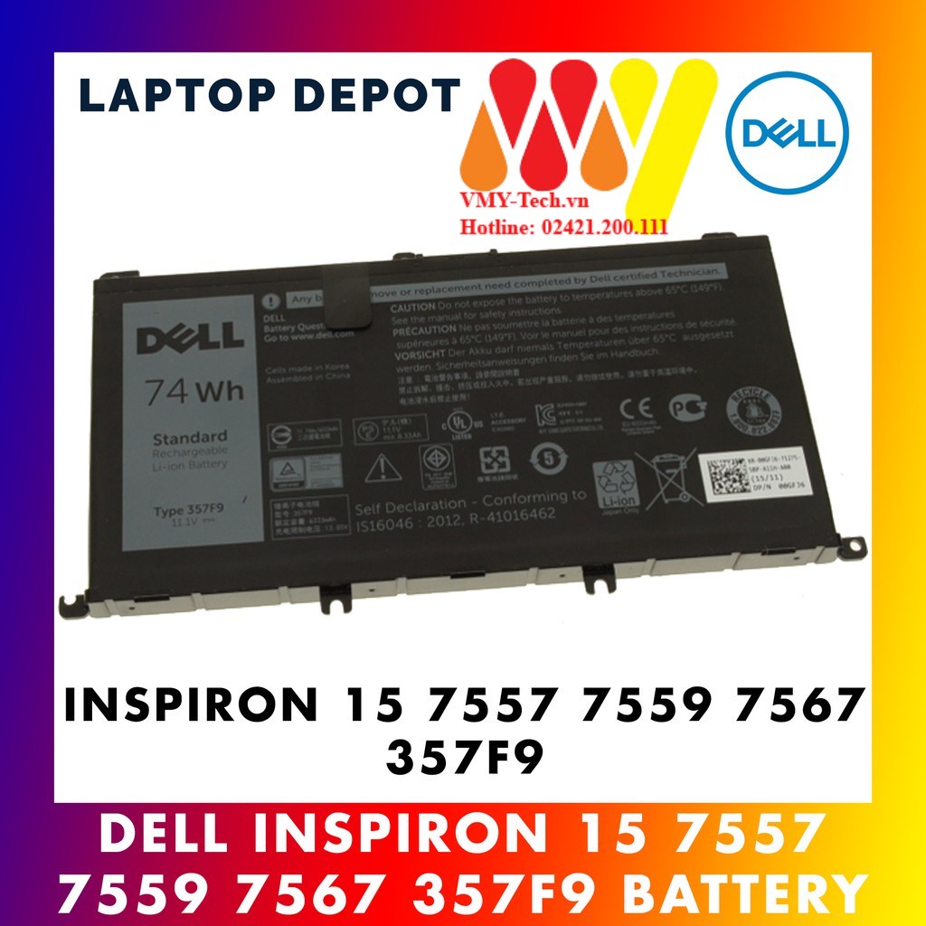 [Mã ELHAMS5 giảm 6% đơn 300K] Pin laptop Dell Inspiron 15-7000 7557 7559 7566 7567 7759 357F9 71JF4