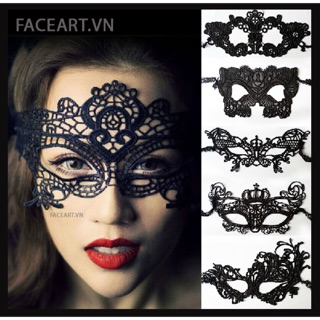 Mặt nạ ren- mặt nạ vải- mặt nạ hoá trang halowween - mặt nạ đen