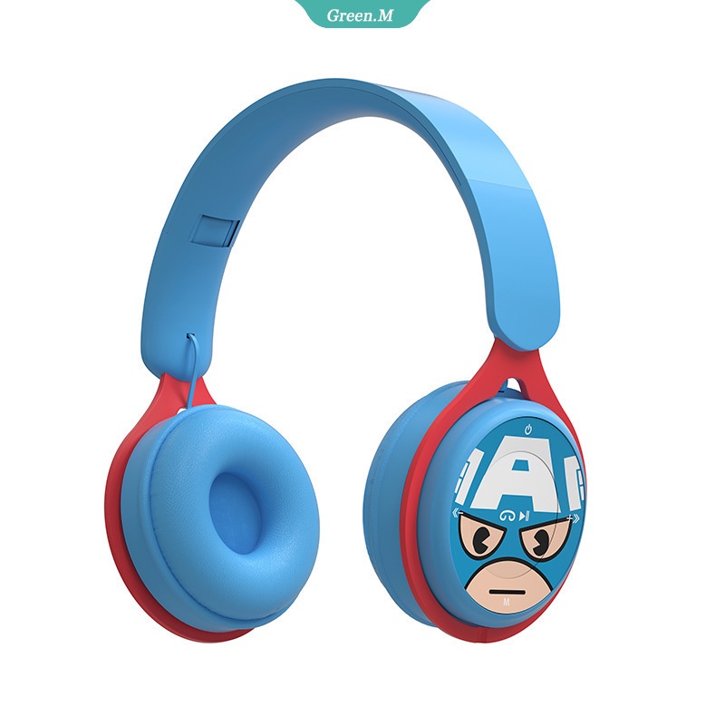 DISNEY Tai Nghe Bluetooth Không Dây Hình Marvel Captain America Spiderman Mickey Âm Thanh Nổi Dễ Thương Bảo Vệ Trẻ Em