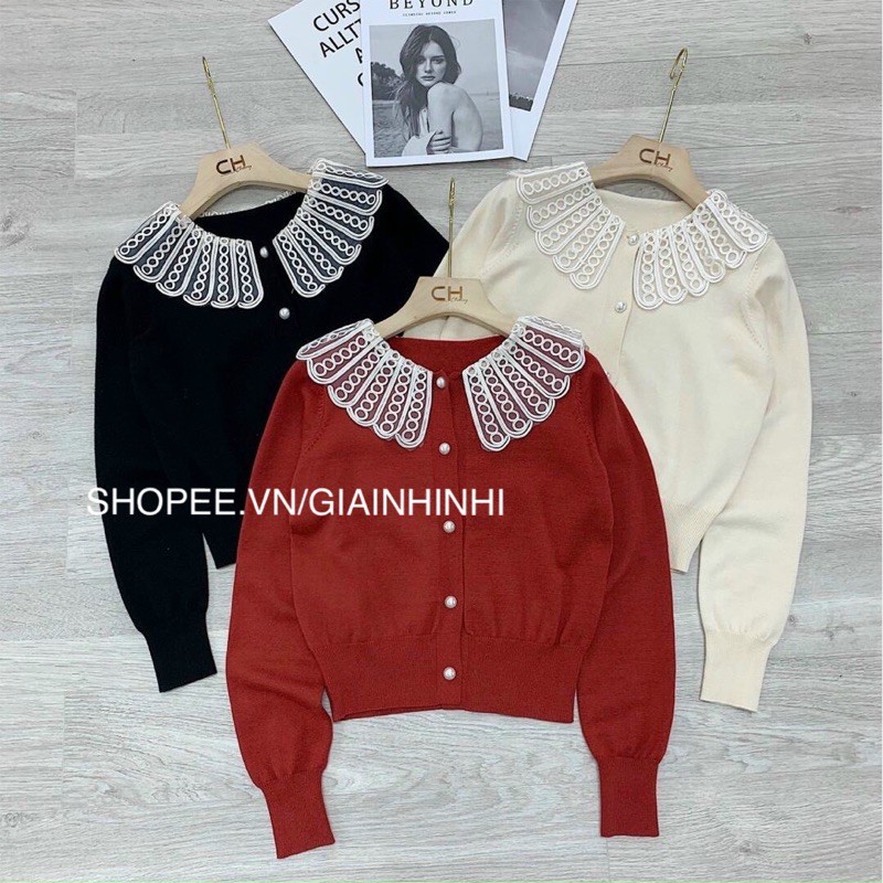 Áo len cổ sen ren dài tay bo chun siêu đẹp AL2014 - NhiNhi Shop
