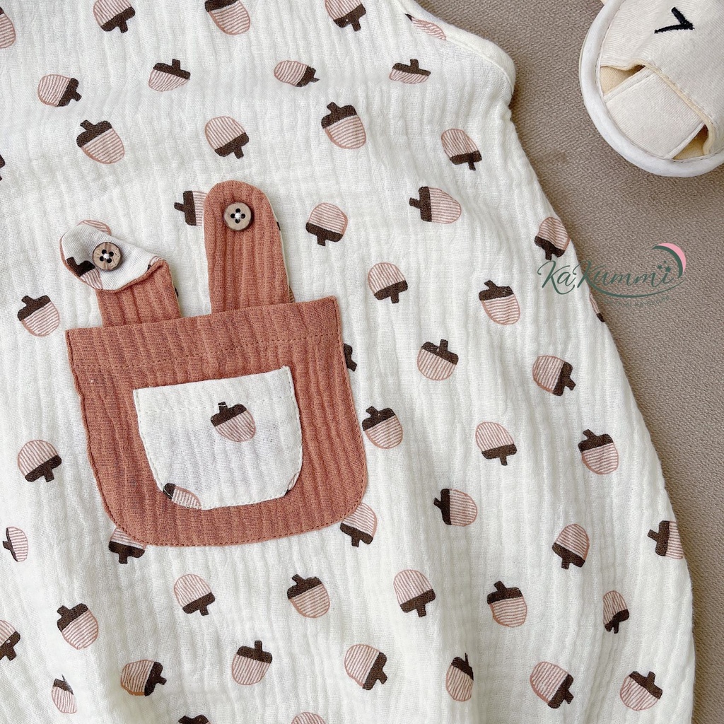 Body chip túi tai thỏ chất liệu xô Muslin 4 lớp (KM21-BD105)