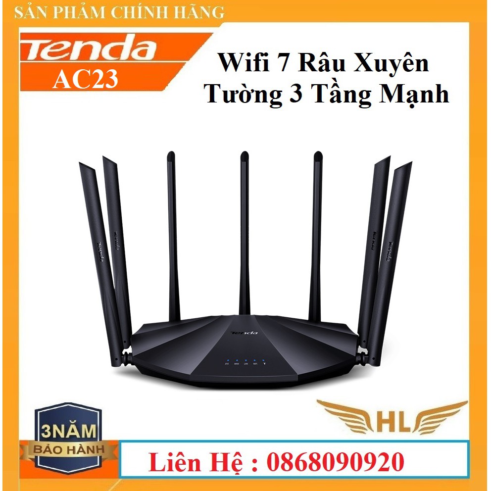 Bộ Phát Wifi Xuyên Tường Tenda AC23 7 Râu Chuẩn AC 2100Mbps Siêu Mạnh, Tenda AC5 Chuẩn AC1200Mbps- Hàng Chính Hãng
