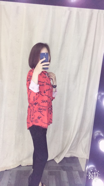 Áo sơ mi họa tiết đỏ⚡️FREESHIP EXTRA⚡️