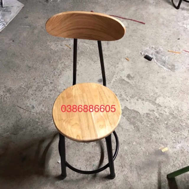 Bàn ghế cofe-đôn tròn có tựa- ghế cf 47cm- ghế cf chân sắt mặt gỗ đẹp rẻ