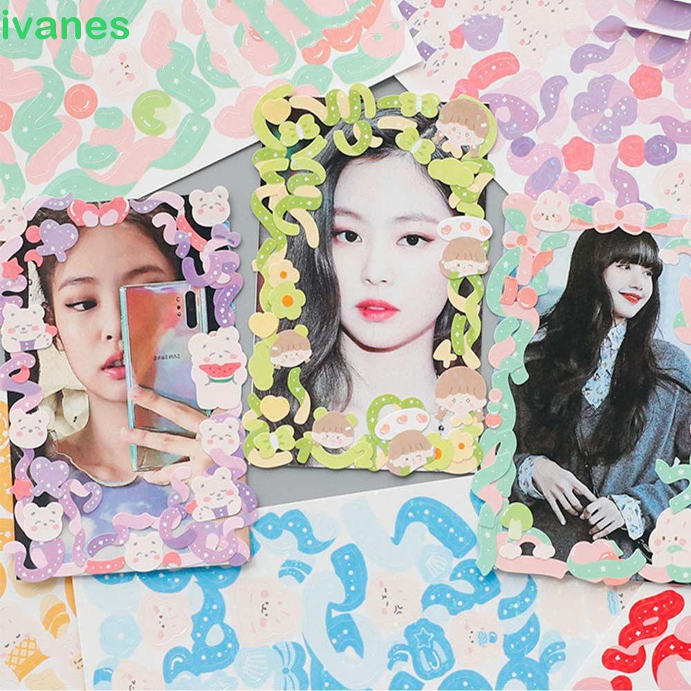 Set 12 Miếng Dán Trang Trí Sổ Tay/ Album Ảnh Màu Laser Lấp Lánh Dễ Thương DIY