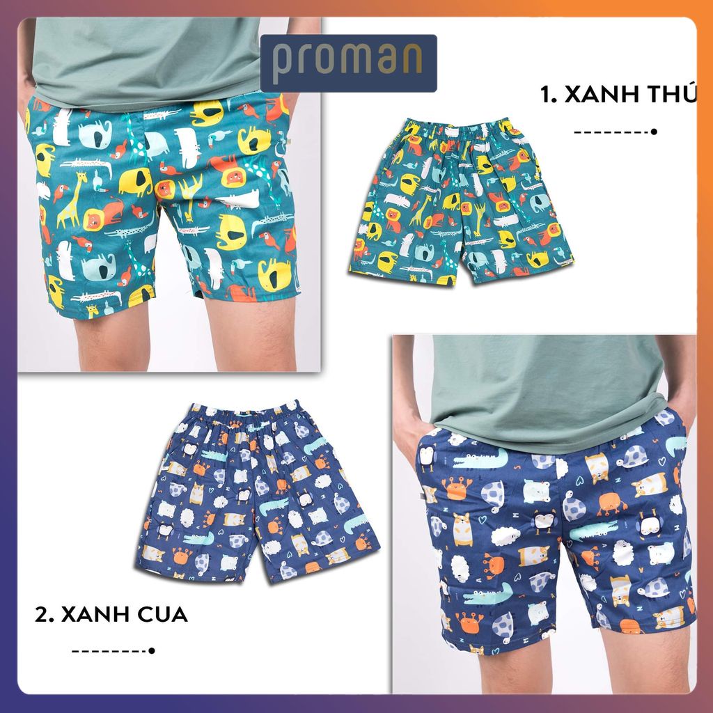 Quần short cartoon nhiều họa tiết, Quần đùi nam đi biển họa tiết đẹp hàng cao cấp - PROMAN