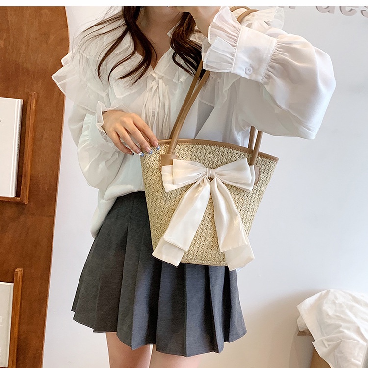 Túi đeo vai IELGY đan rơm sức chứa lớn thời trang cho nữ