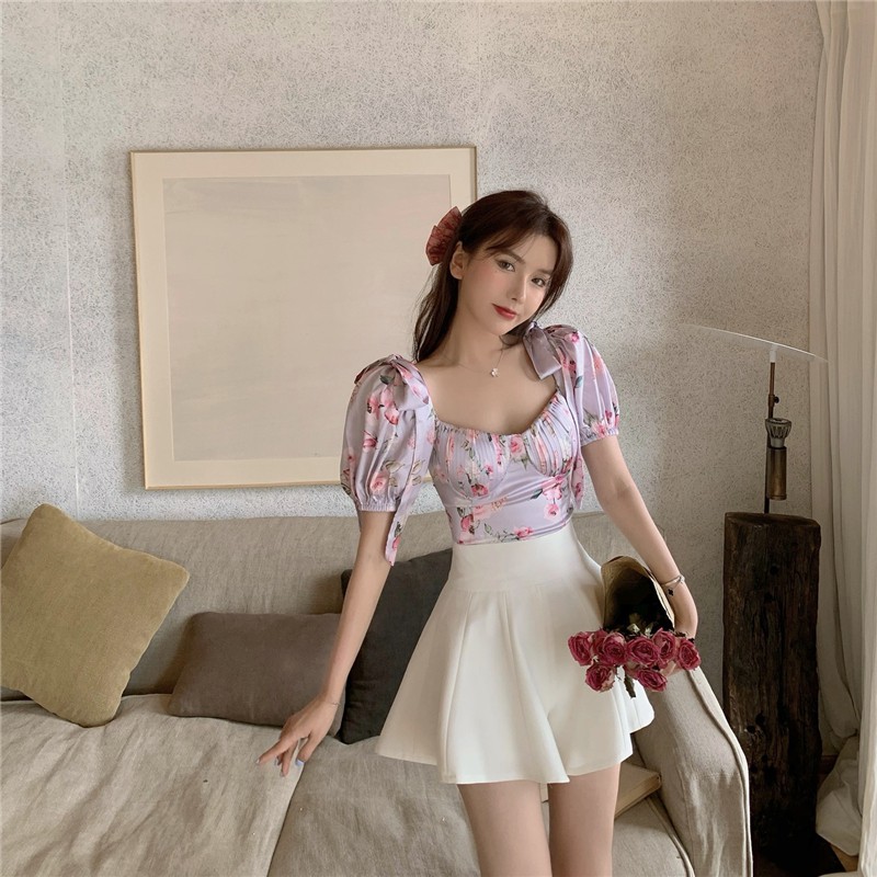 Áo Satin Hoa - Quần Váy XÒe