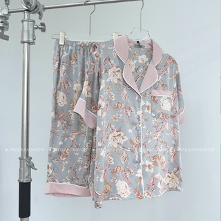 Bộ Pijama lụa lửng họa tiết hoa