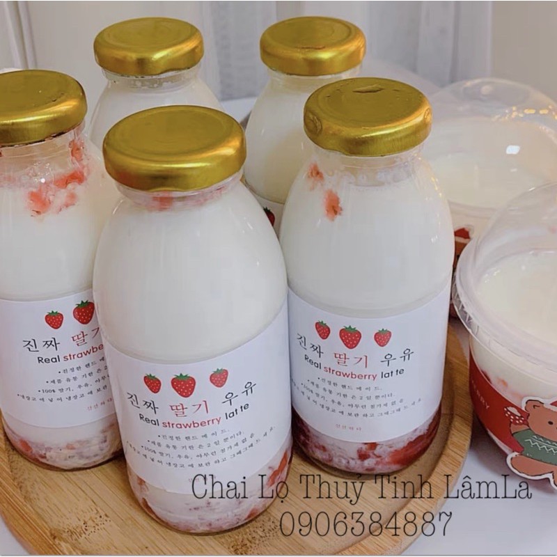 Chai Sữa Thuỷ Tinh Tròn Nắp Thiếc 350ml | Đựng Sữa Chua , Nước Ép , Coffee