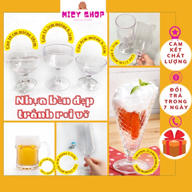 Ly nhựa meka ly kem sinh tố uống nước cốc nhựa làm sữa chua Việt Nhật Song Long MICY trong suốt bền đẹp không sợ rơi vỡ