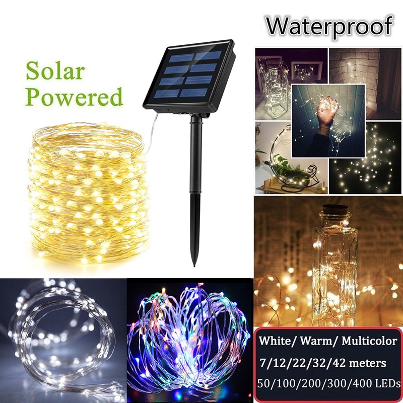 LED solar outdoor light fariy lights 12M 100LED 8modes remote waterproof string light for garden new year christmas gift
