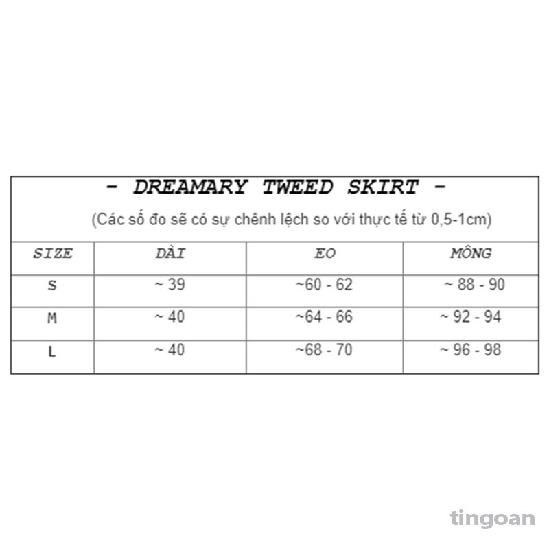 Chân váy set bện dây đen tingoan DREAMARY TWEED SKIRT/BL | BigBuy360 - bigbuy360.vn